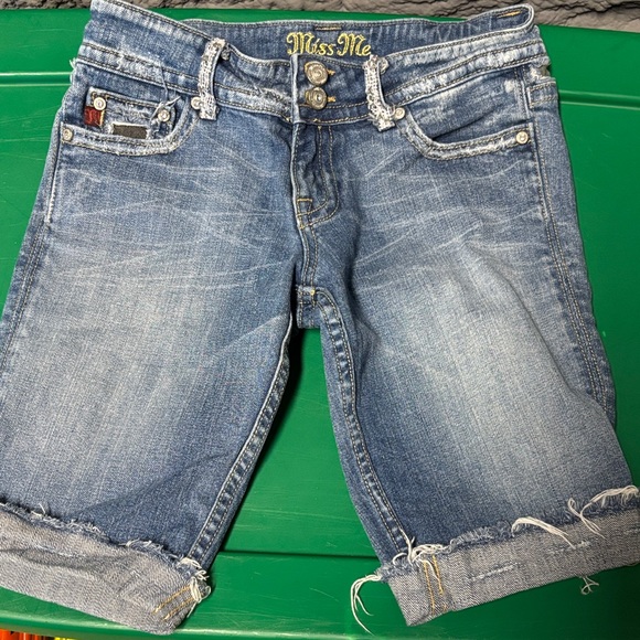 Miss Me Faded Blue Denim Shorts - Picture 1 of 5